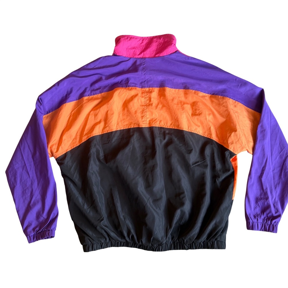 Vintage Grand Club Beach Windbreaker Colorblock Retro 90s Neon Vintage Jacket XS - Picture 2 of 10
